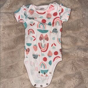 Carter's White Bodysuit with Pink and Teal Patterns